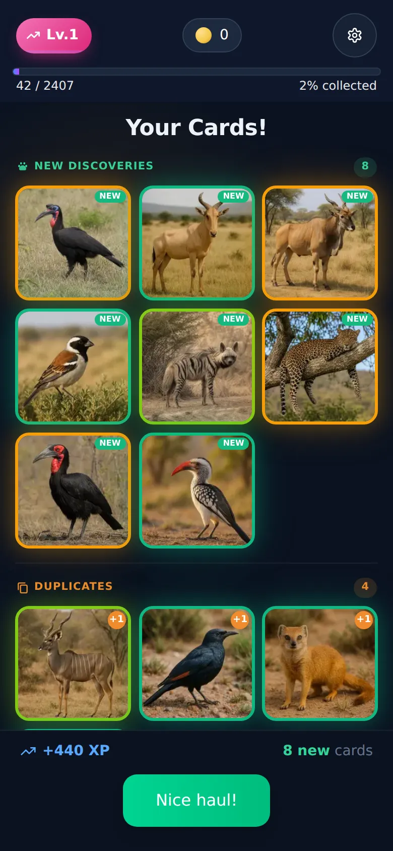 Pack reveal